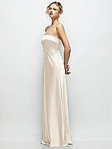 Side View Thumbnail - Oat Strapless A-Line Stretch Satin Maxi Dress