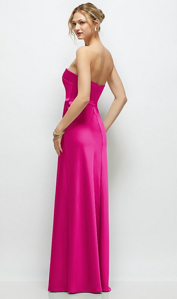 Back View - Think Pink Strapless A-Line Stretch Satin Maxi Dress
