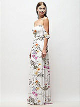 Side View Thumbnail - Butterfly Botanica Ivory Off-the-Shoulder Basque Corset Floral Chiffon Maxi Dress