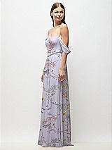 Side View Thumbnail - Butterfly Botanica Silver Dove Off-the-Shoulder Basque Corset Floral Chiffon Maxi Dress