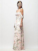 Side View Thumbnail - Blush Garden Off-the-Shoulder Basque Corset Floral Chiffon Maxi Dress