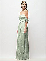 Side View Thumbnail - Vintage Primrose Sage Off-the-Shoulder Basque Corset Floral Chiffon Maxi Dress