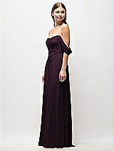 Side View Thumbnail - Deep Plum Off-the-Shoulder Basque Corset Chiffon Maxi Dress