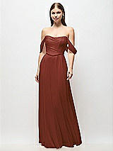 Front View Thumbnail - Auburn Moon Off-the-Shoulder Basque Corset Chiffon Maxi Dress