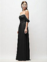 Side View Thumbnail - Black Off-the-Shoulder Basque Corset Chiffon Maxi Dress