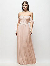 Front View Thumbnail - Cameo Off-the-Shoulder Basque Corset Chiffon Maxi Dress