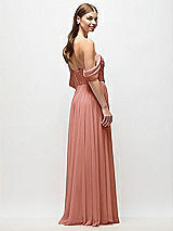 Rear View Thumbnail - Desert Rose Off-the-Shoulder Basque Corset Chiffon Maxi Dress