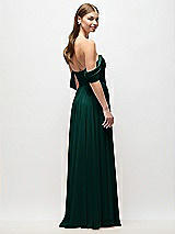 Rear View Thumbnail - Evergreen Off-the-Shoulder Basque Corset Chiffon Maxi Dress