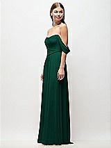 Side View Thumbnail - Hunter Green Off-the-Shoulder Basque Corset Chiffon Maxi Dress