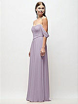 Side View Thumbnail - Lilac Haze Off-the-Shoulder Basque Corset Chiffon Maxi Dress