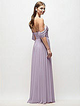 Rear View Thumbnail - Lilac Haze Off-the-Shoulder Basque Corset Chiffon Maxi Dress