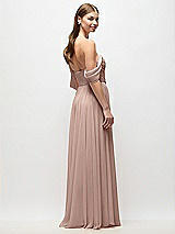 Rear View Thumbnail - Neu Nude Off-the-Shoulder Basque Corset Chiffon Maxi Dress
