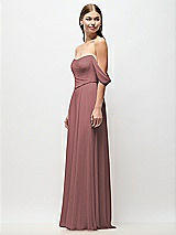 Side View Thumbnail - Rosewood Off-the-Shoulder Basque Corset Chiffon Maxi Dress