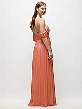 Rear View Thumbnail - Terracotta Copper Off-the-Shoulder Basque Corset Chiffon Maxi Dress