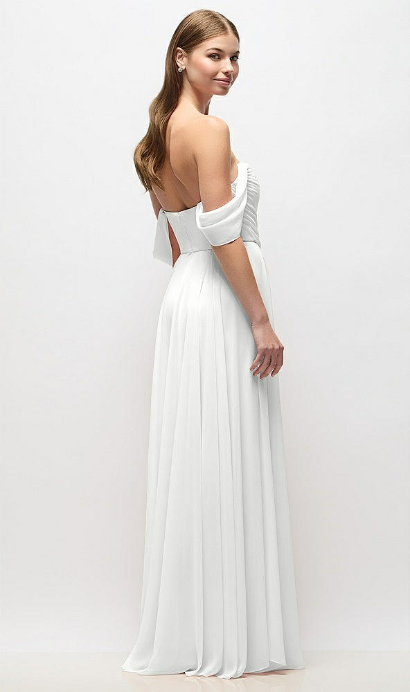 Back View - White Off-the-Shoulder Basque Corset Chiffon Maxi Dress