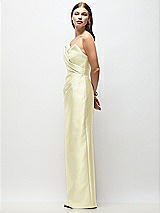 Side View Thumbnail - Butter Yellow Strapless Asymmetrical Draped Satin Column Maxi Dress