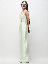 Side View Thumbnail - Mint Green Strapless Asymmetrical Draped Satin Column Maxi Dress