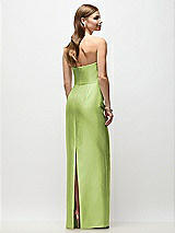 Rear View Thumbnail - Mojito Strapless Asymmetrical Draped Satin Column Maxi Dress
