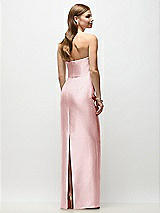 Rear View Thumbnail - Ballet Pink Strapless Asymmetrical Draped Satin Column Maxi Dress