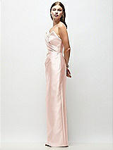 Side View Thumbnail - Blush Strapless Asymmetrical Draped Satin Column Maxi Dress