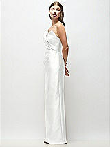 Side View Thumbnail - White Strapless Asymmetrical Draped Satin Column Maxi Dress