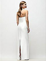 Rear View Thumbnail - White Strapless Asymmetrical Draped Satin Column Maxi Dress