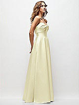 Side View Thumbnail - Butter Yellow Strapless Twist Cuff Neck Satin Maxi Dress with Basque-Waist & Full Skirt