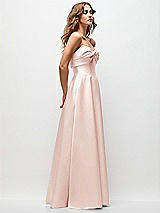 Side View Thumbnail - Blush Strapless Twist Cuff Neck Satin Maxi Dress with Basque-Waist & Full Skirt