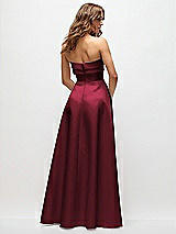 Rear View Thumbnail - Cabernet Strapless Twist Cuff Neck Satin Maxi Dress with Basque-Waist & Full Skirt