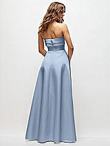 Rear View Thumbnail - Cloudy Strapless Twist Cuff Neck Satin Maxi Dress with Basque-Waist & Full Skirt