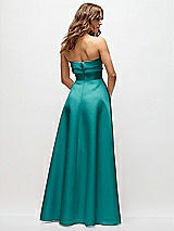 Rear View Thumbnail - Jade Strapless Twist Cuff Neck Satin Maxi Dress with Basque-Waist & Full Skirt