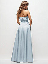 Rear View Thumbnail - Mist Strapless Twist Cuff Neck Satin Maxi Dress with Basque-Waist & Full Skirt