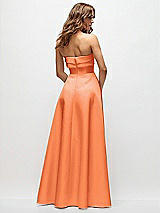 Rear View Thumbnail - Portofino Orange Strapless Twist Cuff Neck Satin Maxi Dress with Basque-Waist & Full Skirt