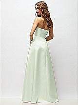 Rear View Thumbnail - Mint Green Strapless Hand-Pleated Bodice Satin Maxi Dress with Full Pleated Skirt