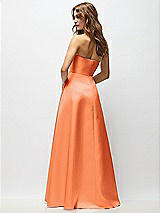 Rear View Thumbnail - Portofino Orange Strapless Hand-Pleated Bodice Satin Maxi Dress with Full Pleated Skirt
