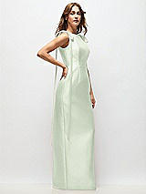 Side View Thumbnail - Mint Green Bateau Neck Satin Column Maxi Dress with Exaggerated Tail Bow Straps
