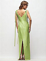 Rear View Thumbnail - Mojito Bateau Neck Satin Column Maxi Dress with Exaggerated Tail Bow Straps