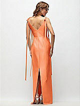 Rear View Thumbnail - Portofino Orange Bateau Neck Satin Column Maxi Dress with Exaggerated Tail Bow Straps