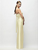 Front View Thumbnail - Butter Yellow Strapless Cuff Satin Maxi Dress with Column Skirt & Back Bow 