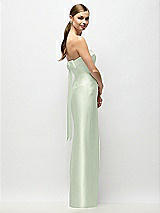 Front View Thumbnail - Mint Green Strapless Cuff Satin Maxi Dress with Column Skirt & Back Bow 