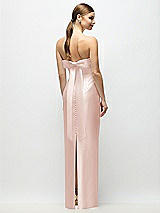 Side View Thumbnail - Blush Strapless Cuff Satin Maxi Dress with Column Skirt & Back Bow 