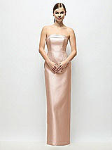 Rear View Thumbnail - Cameo Strapless Cuff Satin Maxi Dress with Column Skirt & Back Bow 