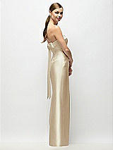 Front View Thumbnail - Champagne Strapless Cuff Satin Maxi Dress with Column Skirt & Back Bow 