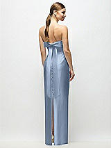 Side View Thumbnail - Cloudy Strapless Cuff Satin Maxi Dress with Column Skirt & Back Bow 