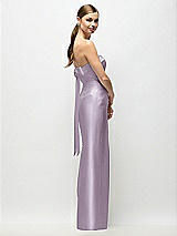 Front View Thumbnail - Lilac Haze Strapless Cuff Satin Maxi Dress with Column Skirt & Back Bow 