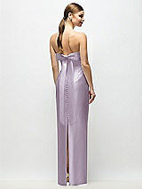 Side View Thumbnail - Lilac Haze Strapless Cuff Satin Maxi Dress with Column Skirt & Back Bow 