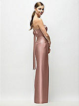 Front View Thumbnail - Neu Nude Strapless Cuff Satin Maxi Dress with Column Skirt & Back Bow 