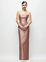 Rear View Thumbnail - Neu Nude Strapless Cuff Satin Maxi Dress with Column Skirt & Back Bow 