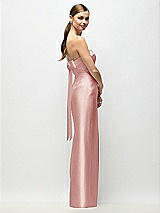 Front View Thumbnail - Rose Strapless Cuff Satin Maxi Dress with Column Skirt & Back Bow 