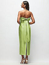 Side View Thumbnail - Mojito Strapless Cuff Satin Midi Dress with Column Skirt & Back Bow